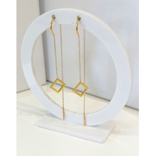 Σκουλαρίκια Κρίκοι Χρυσά 14Κ  με αλυσίδα και ρόμβους (E285)